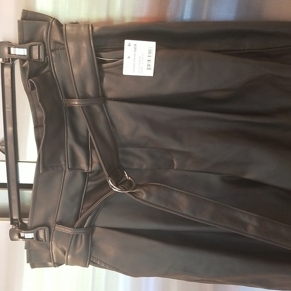 💕BLANKNYC💕 Belted Paperbag Waist Vegan Pants ~ Dark Secrets Black 28 NWT - Picture 7 of 13